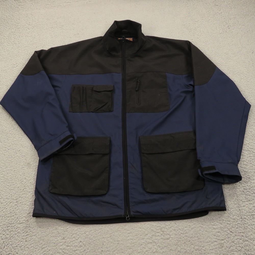 Duluth Trading Jacket Mens XL TALL Black Blue Utility Fleece Lined Softshell